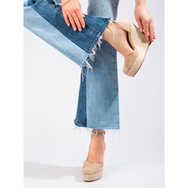 SHELOVET Espadrilles compensées élégantes beige 2