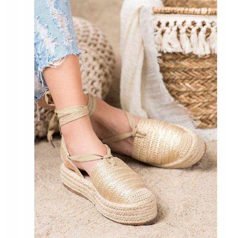 Seastar Sandales espadrilles nouées doré 1