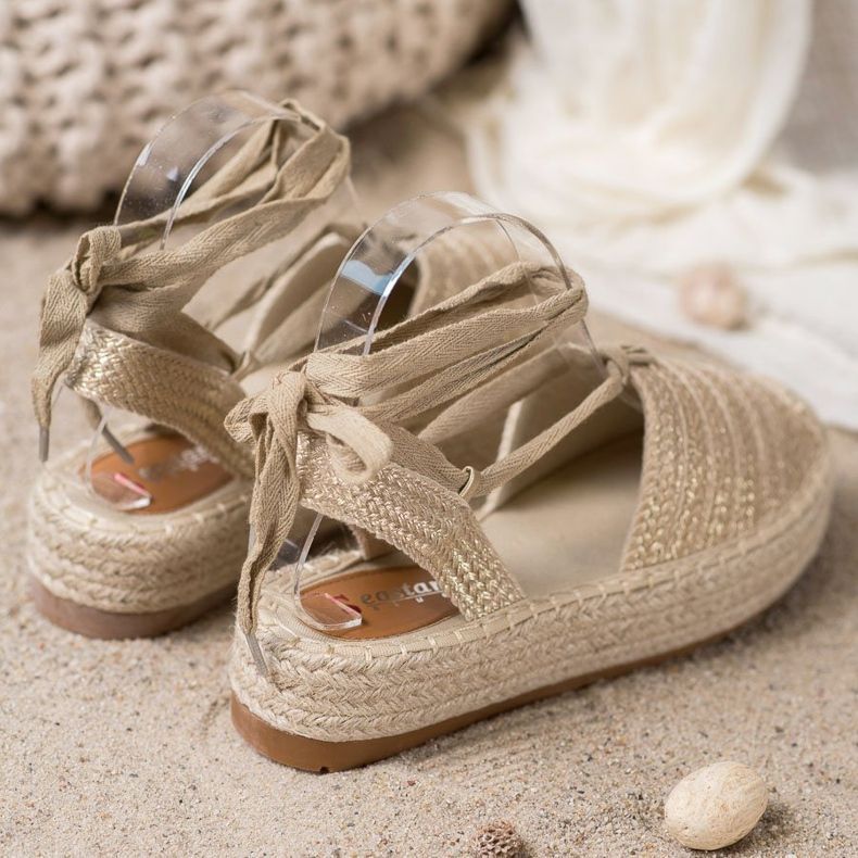 Seastar Sandales espadrilles nouées d'or 2