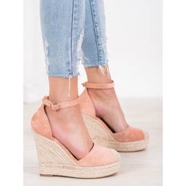 SHELOVET Espadrilles Élégantes Sur Compensée rose 1