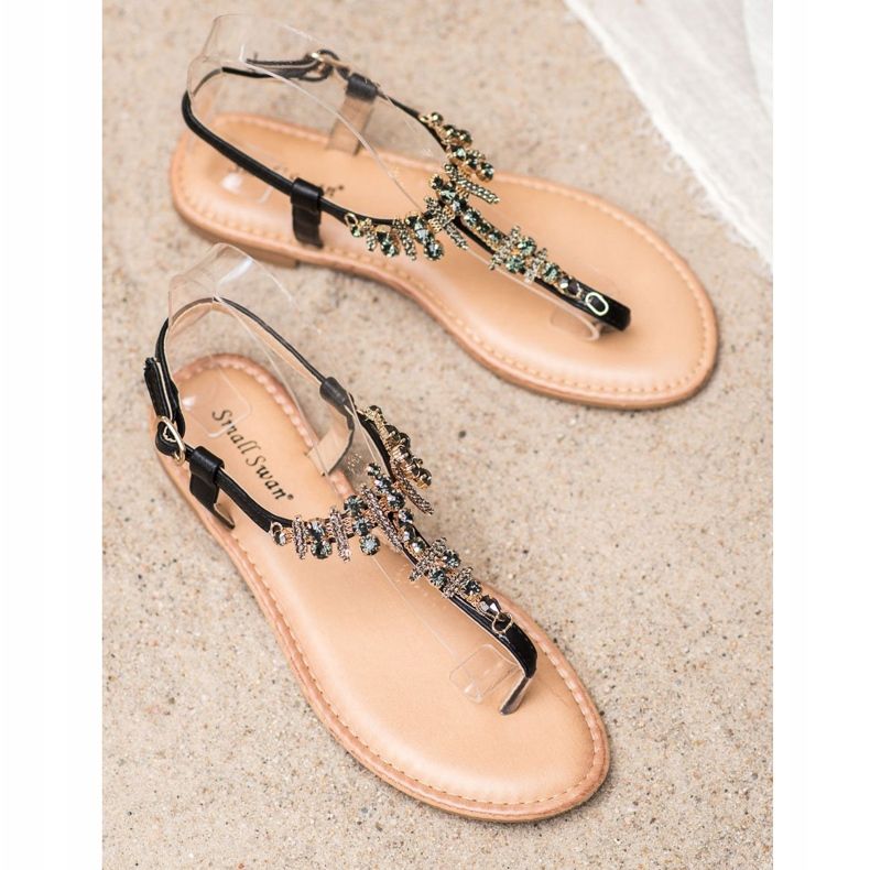 Small Swan Sandales élégantes avec zircone cubique noir 1