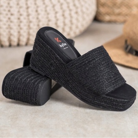 Kylie Pantoufles compensées à la mode le noir 4