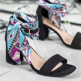 Evento Sandales en daim avec ruban coloré le noir multicolore 3