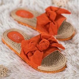 Small Swan Pantoufles À La Mode Avec Un Noeud orange 1