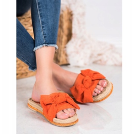 Small Swan Pantoufles À La Mode Avec Un Noeud orange 4