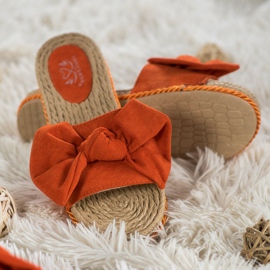 Small Swan Pantoufles À La Mode Avec Un Noeud orange 2