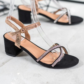 Small Swan Sandales sur un bar avec zircone cubique noir jaune 1