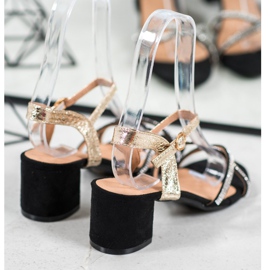 Small Swan Sandales sur un bar avec zircone cubique noir jaune 1