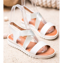Weide Sandales sur la plate-forme blanc gris 1
