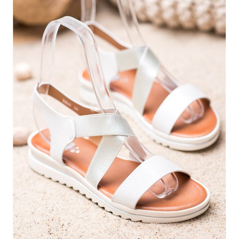 Weide Sandales sur la plate-forme blanc gris 1