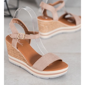 Weide Compensées en daim à la mode beige 2