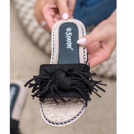 Seastar Pantoufles Confortables Avec Franges le noir 2