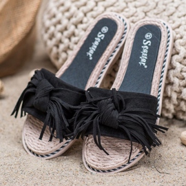 Seastar Pantoufles Confortables Avec Franges le noir 1
