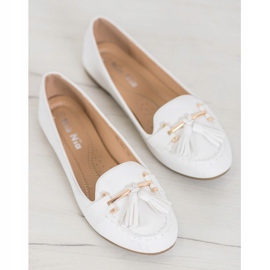 Nio Nio Mocassins élégants à franges blanc 2