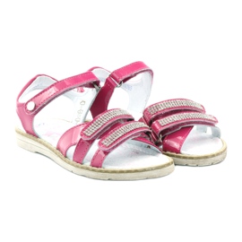 Bartek Sandales en cuir des filles avec zircons 86161 rose 4