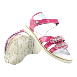 Bartek Sandales en cuir des filles avec zircons 86161 rose 3
