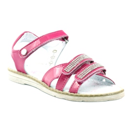 Bartek Sandales en cuir des filles avec zircons 86161 rose 1
