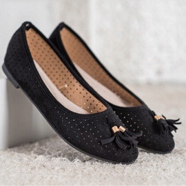 Ballerines Daim Ajourées VINCEZA le noir 1