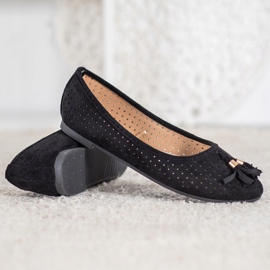 Ballerines Daim Ajourées VINCEZA le noir 4