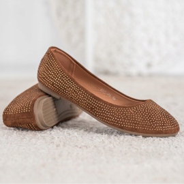 Diamantique Ballerines en daim avec cristaux brun 4