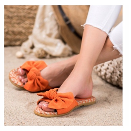 Renda Pantoufles Élégantes Avec Un Noeud orange 2
