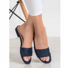 Goodin Tongs sur un talon plat bleu marin 2
