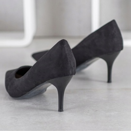 SHELOVET Talons noirs en daim le noir 2