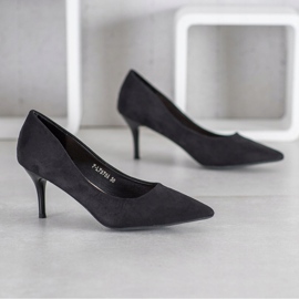 SHELOVET Talons noirs en daim le noir 3