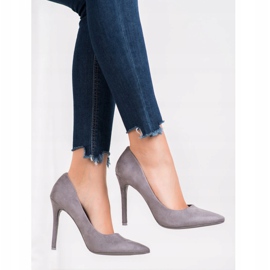 Small Swan Escarpins en daim sur un talon gris 2