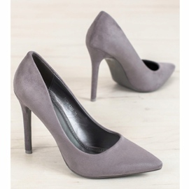 Small Swan Escarpins en daim sur un talon gris 1