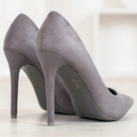 Small Swan Escarpins en daim sur un talon gris 4