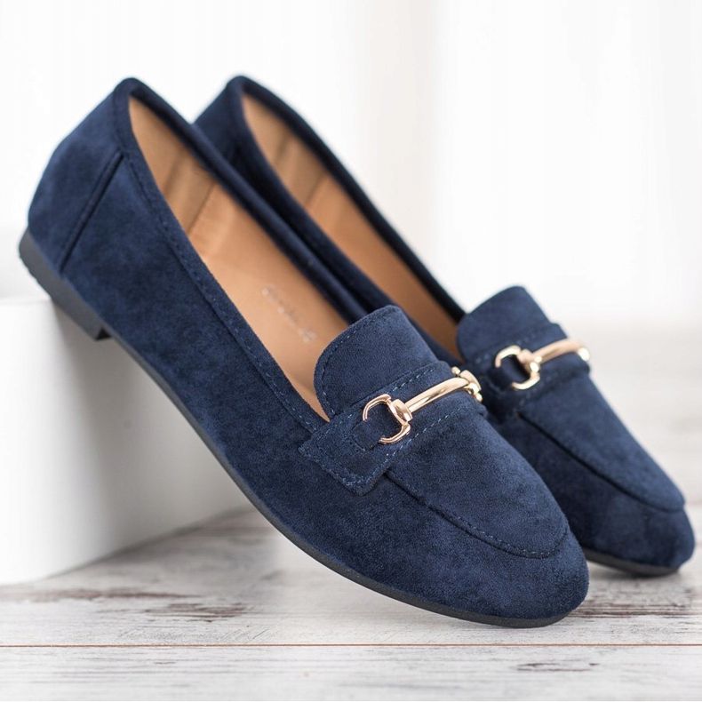 Anesia Paris Mocassins en daim élégants bleu marin bleu 1