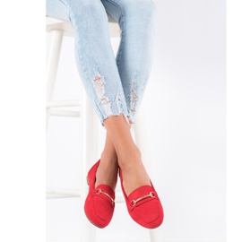 Anesia Paris Mocassins en daim élégants rouge 4