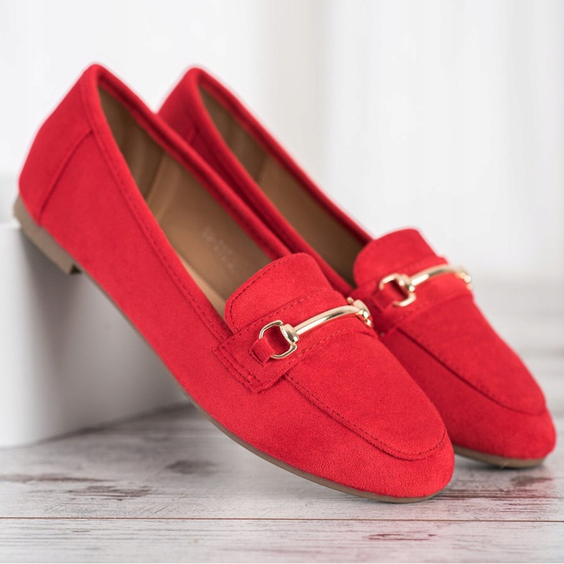 Anesia Paris Mocassins en daim élégants rouge 1