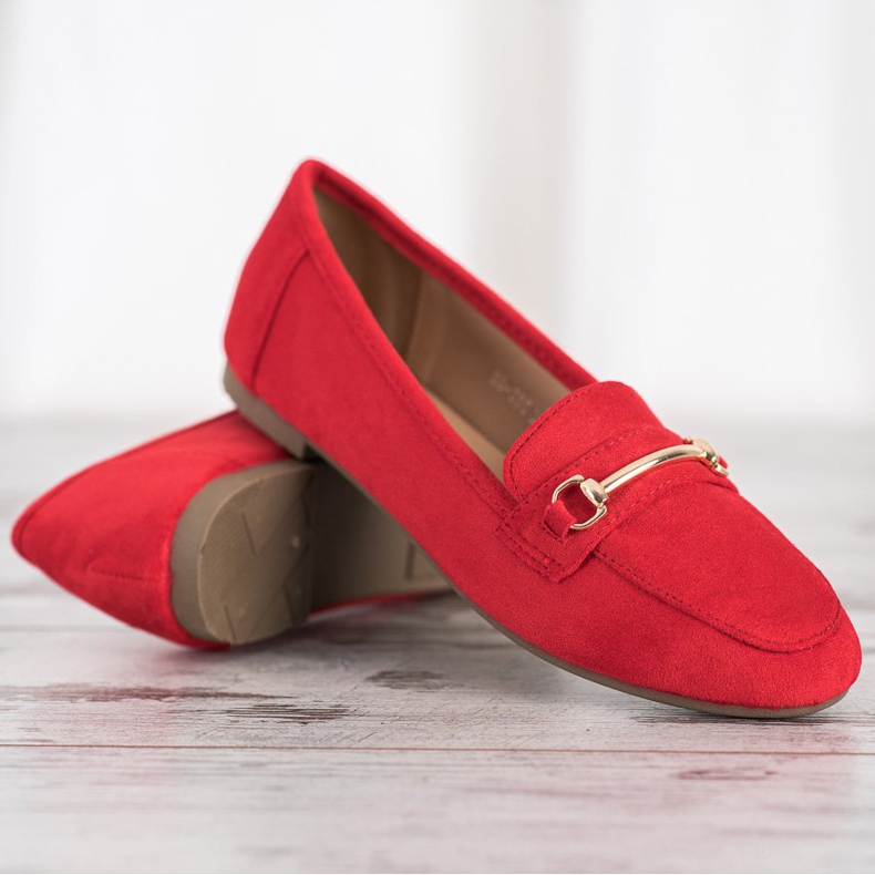 Anesia Paris Mocassins en daim élégants rouge 2