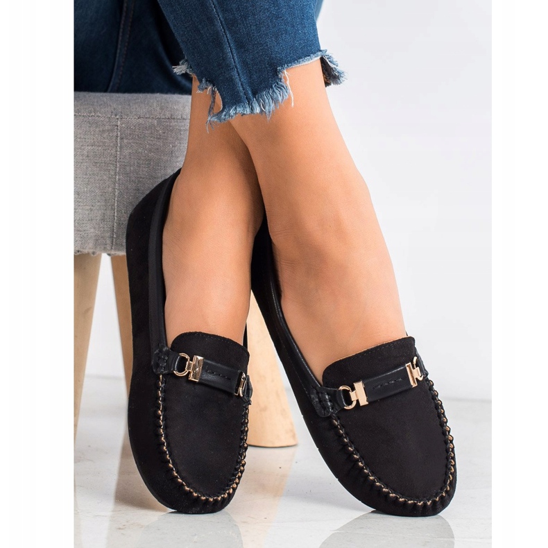 Fama Mocassins en daim noir 1