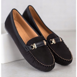 Fama Mocassins en daim le noir 3