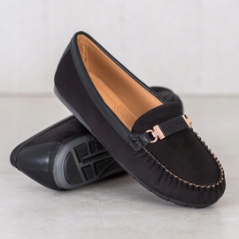 Fama Mocassins en daim le noir 4