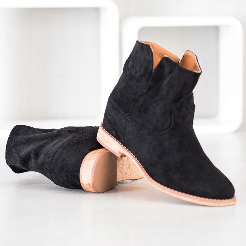 Bella Paris Bottes de cowboy en daim noir 1