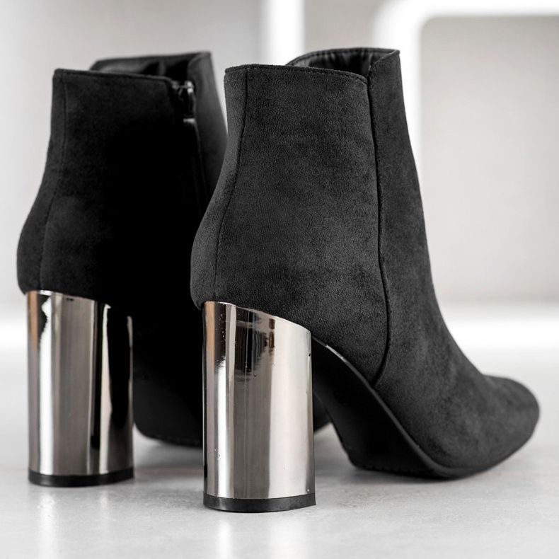 Janessa Bottes à talon argenté le noir 1