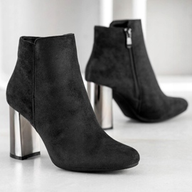 Janessa Bottes à talon argenté le noir 2