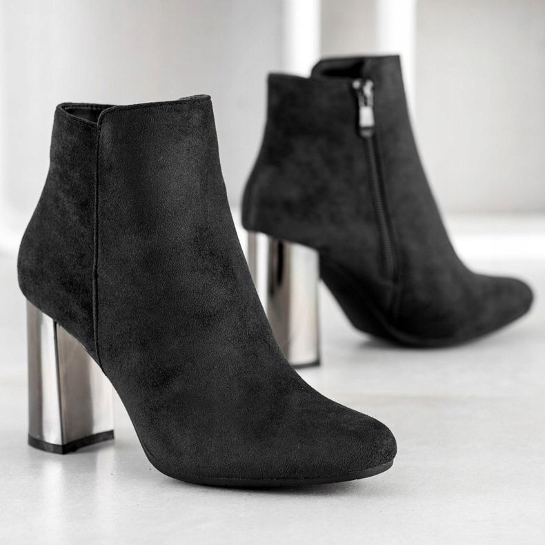 Janessa Bottes à talon argenté noir 2