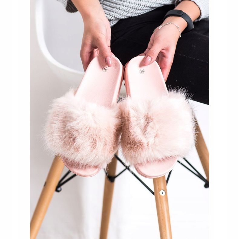 SHELOVET Pantoufles De Fourrure Confortables rose 1 SHELOVET Pantoufles De Fourrure Confortables rose 1