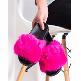 SHELOVET Pantoufles De Fourrure Confortables rose 2