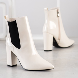 Yes Mile Bottines Laquées En Spitz blanc 2