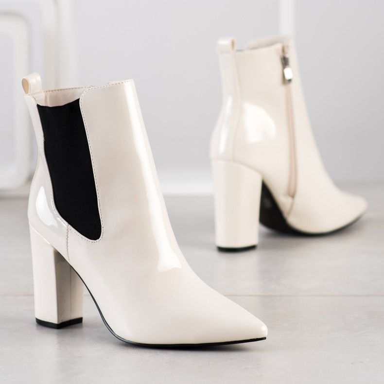 Yes Mile Bottines Laquées En Spitz blanc 2