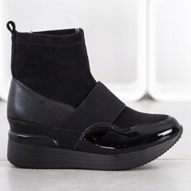 SHELOVET Bottes à enfiler à la mode noir 1