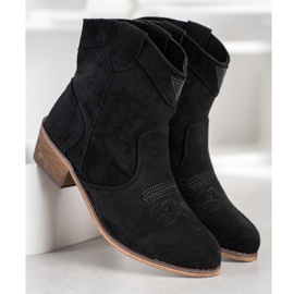 Queentina Bottes de cowboy confortables avec isolation le noir 3