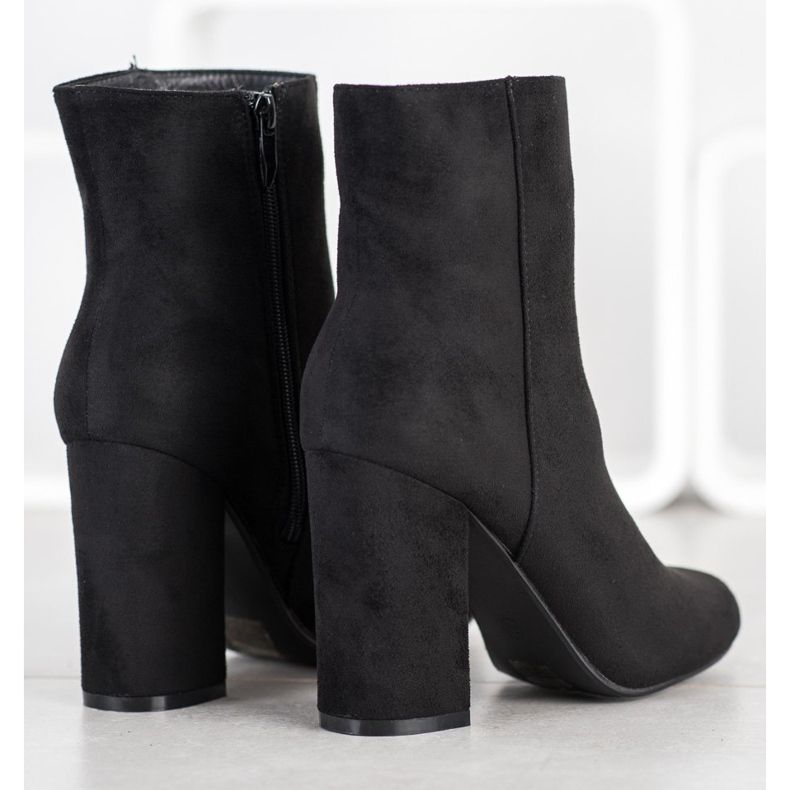 SHELOVET Bottes hautes en daim le noir 1
