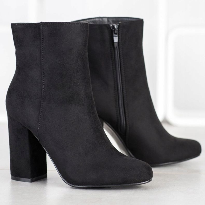 SHELOVET Bottes hautes en daim noir 2